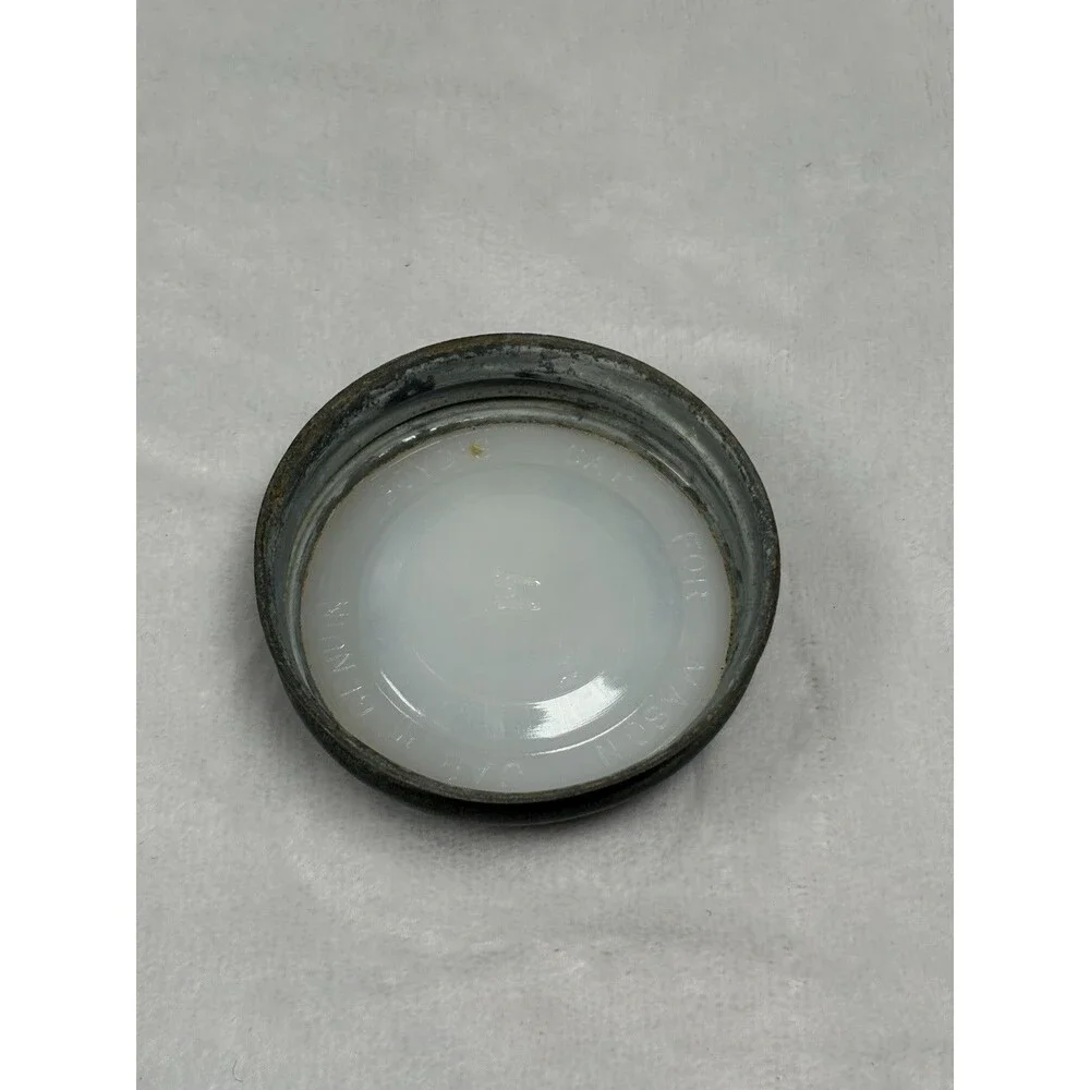 Vintage Atlas Zinc Lid Cap With Milk Glass Insert Mason Jar Genuine Canning